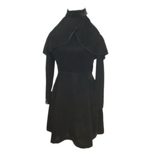 Zara velvet cold shoulder capelet dress